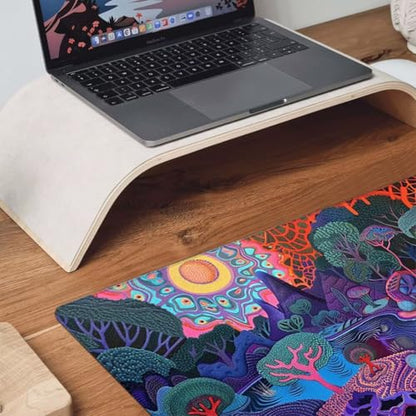 Larger Mouse Pad with Anti-fray Stitching, Premium-Textured & Waterproof Computer Mousepad with Non-Slip Rubber Base, Gaming Mouse Mat for Laptop Office & Home, (Pink,Landscape) 32"X12" Ergonomic Y-1B