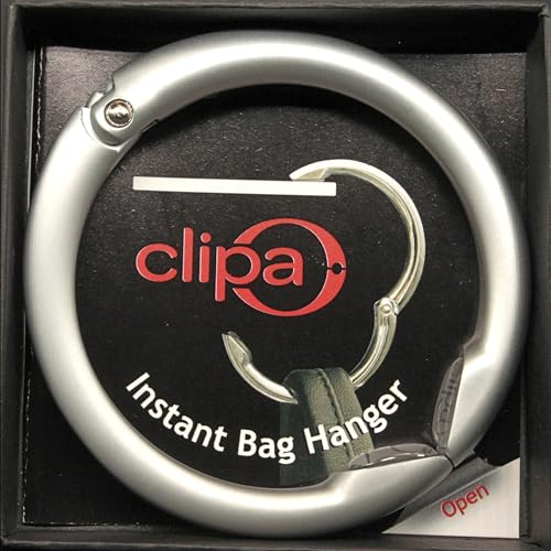 Clipa Bag Hangers The Ring that Opens into a Hook, Closes Automatically - color: Matte Silver