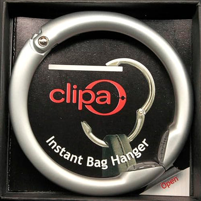 Clipa Bag Hangers The Ring that Opens into a Hook, Closes Automatically - color: Matte Silver