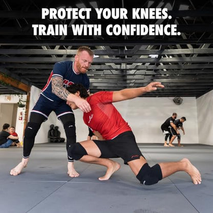 Gold BJJ Knee Pads for Jiu Jitsu, Wrestling, and MMA - Set of 2 (Large) - size: Large