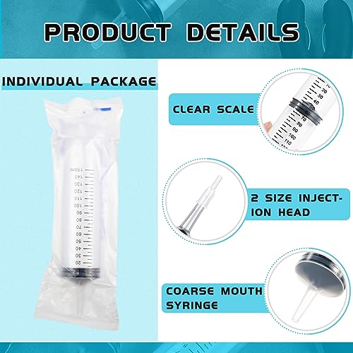 50 Pcs 150ml Large Syringes Bulk Individual Sealed Plastic Garden Syringe to Use Clean for Liquid Lip Gloss Paint Oil Measuring Filtration Watering Plant Refilling Feeding Industrial Use - size: 150 ml