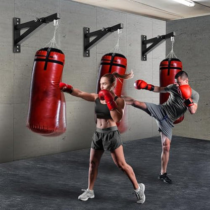Yes4All Punching Bag Hanger, Stainless Steel Swivel Chain with 4 Snap Hooks for Heavy Bag, Gym Swing, Trapeze, and Hammock - color: A. Adjustable Wall Mount
