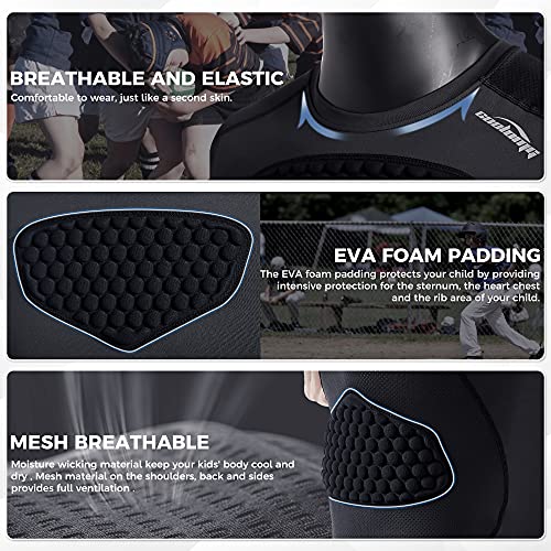 COOLOMG Youth Chest Protector Baseball Softball Football Lacrosse - color: Black, size: X-Small