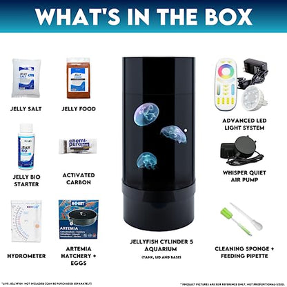 Jelly Cylinder 5 (Aquarium only kit) - Beginner Aquarium for Live Jellyfish (Black)