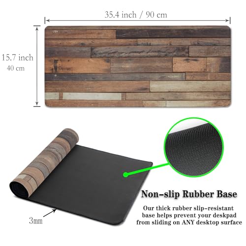 Computer Desk Pad, Gaming Mouse Pad Large Mousepad, The Mousepad Non-Slip Rubber Base Waterproof with Stitched Edges, 35.4 X 15.7 inch for Work/Game/Office/Home Old Wood Plank Background - color: Old Wood Plank Background