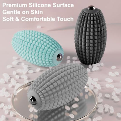 Vibrating Massage Ball with Rolling Massage Head, Trigger Point Massager Ball for Back, Shoulder, Foot, Muscle Recovery, Portable Rechargeable Massage Roller, 3 Vibration Speeds (Grey) - color: Grey