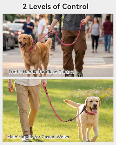 Joytale Tactical Bungee Dog Leash, Shock Absorbing No Pull, Hot Pink - color: Hot pink