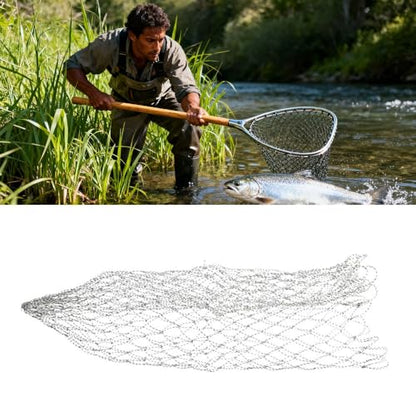 ‌Fishing Landing Net Replacement Nylon Mesh Catch & Release Net for Bass/Trout - size: 60×80cm