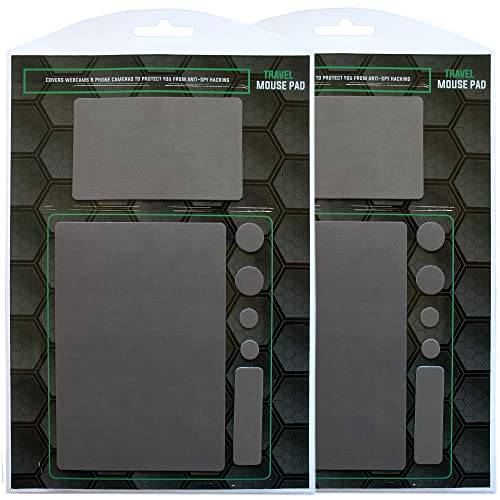 Mouse Pad Adhesive Bottom - Sticks to Any Surface - Portable - Webcam Covers and Screen Cleaner Included (2 Pack -Blank- Gray - color: 2 PACK - BLANK GRAY