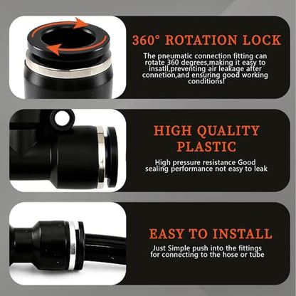 70 PCS Quick Connect Air Hose Fitting Assortment Kit OD 1/4" Tube to 1/4" 1/2" 3/8" 1/8" Male NPT Thread Push to Connect Fittings/Air Line Fittings/Quick Release Fittings for Air Tube - size: 70pcs black