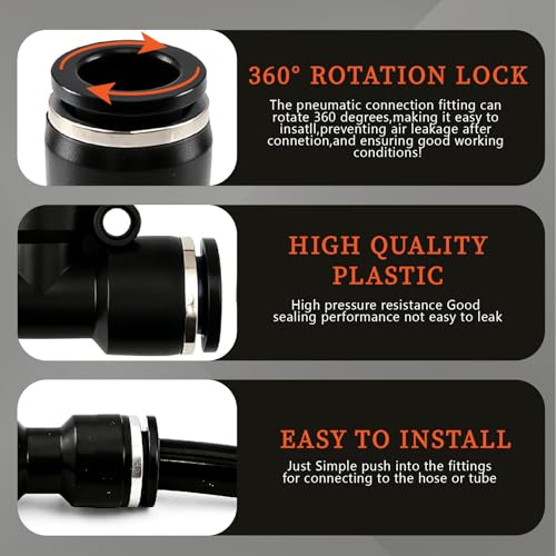70 PCS Quick Connect Air Hose Fitting Assortment Kit OD 1/4" Tube to 1/4" 1/2" 3/8" 1/8" Male NPT Thread Push to Connect Fittings/Air Line Fittings/Quick Release Fittings for Air Tube - size: 70pcs black