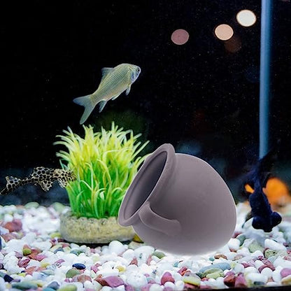 AnRui Ceramic Jar Aquarium Ornament Decor Natural Clay Vase Betta House Hideout Cave Pot Fish Tank Decorations Accessories for Cichlid, Small Fish, Shrimp to Play Hide Breed Habitat, Small