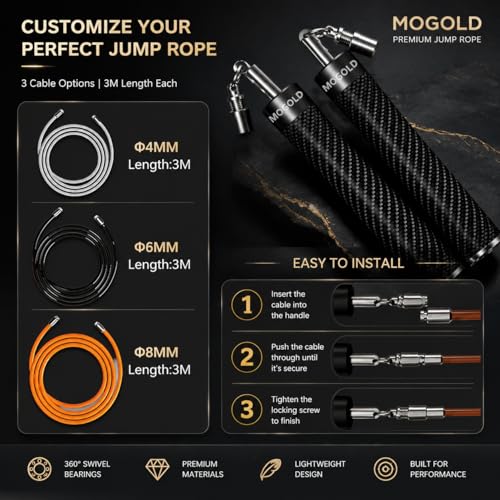 Weighted Jump Rope for Men Women -Interchangeable 1/5lb 1/4lb 1/2lb Heavy jump ropes - 360 Degree Spin - Length Adjustable,Ergonomics Leather Grip Skipping Rope for Fitness Weight Loss & More - color: Black