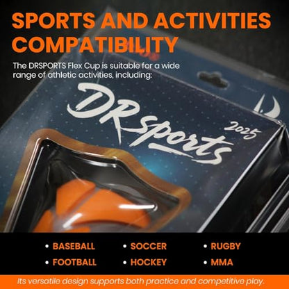 DRSPORTS Flex Cup D3O Impact Shield, Men’s Athletic Cup with Ergonomic Comfort, Groin Protector for Football, MMA, Boxing, Rugby and Baseball, Sports Protective Cup for High-Contact Training (XS–XL) - size: X-Large
