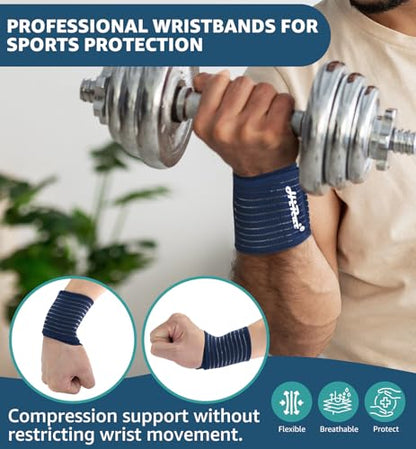 2-Pack High-Elastic Wrist Support Straps Wrist Compression Bandage - Wrist Wraps Wristbands for Carpal Tunnel Arthritis Tendonitis Weightlifting Tennis Basketball - Breathable Soft (Navy Blue) - color: Navy Blue