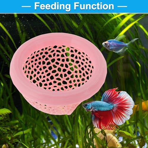 Betta Hideout Cave, Aquarium Floating Betta Hideout, Multi-Functional Betta Fish Hammock, Pink