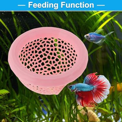 Betta Hideout Cave, Aquarium Floating Betta Hideout, Multi-Functional Betta Fish Hammock, Pink - color: Pink