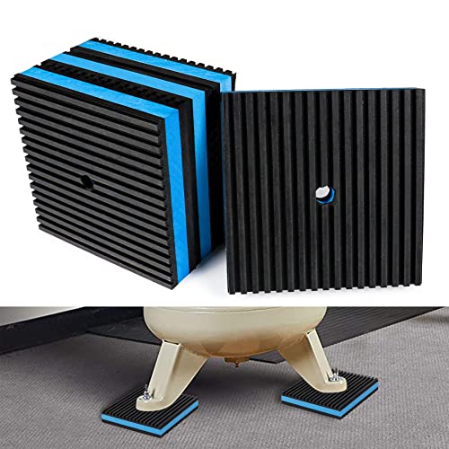 Anti Vibration Pads, 6" × 6" × 7/8" Heavy Duty Ribbed Rubber Anti Vibration Isolation Pads with EVA Center Layer for Air Compressor, Air Conditioner Unit, HVAC, Treadmill - size: 6" × 6" × 7/8"