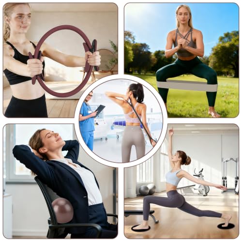 Hoedia Pilates Kit for Women, Pilates Equipment Ring and Ball Set - color: Brown