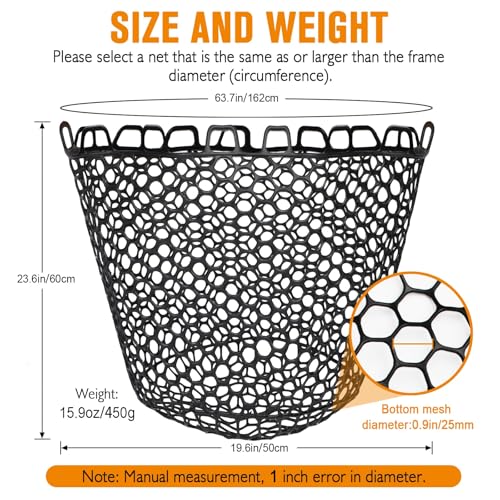 Rubber Fishing Net Replacement Netting Without Handle Clear Black Fishing Nets for Fish Fly Fish Landing Net Bag for Freshwater Saltwater Foldable Trout Net Rubber Mesh 5 Sizes White Black Red