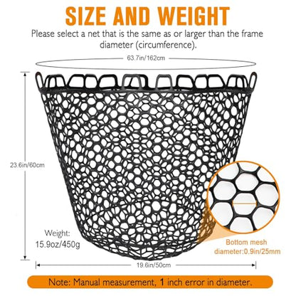 Rubber Fishing Net Replacement Netting Without Handle Clear Black Fishing Nets for Fish Fly Fish Landing Net Bag for Freshwater Saltwater Foldable Trout Net Rubber Mesh 5 Sizes White Black Red