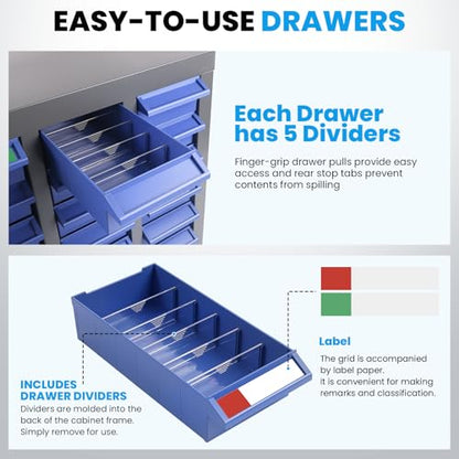 100-Drawer Nut and Bolt Organizer, Parts Cabinet No ssembly, with Labels & Adjustable Dividers, ABS Drawers, 920LBS, Alloy Steel Frame for Workshop Garage - size: 100-Drawer