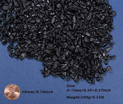 LAIDANLA Obsidian Crushed Stone Crystal Chips Bulk Natural Gemstones Healing Reiki Crystals Mini Quartz Vase Filler Aquarium Gravel 100g - color: Black- Obsidian, size: 0.22 Pound-（0.2"-0.28"）