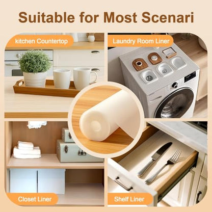 Shelf Liners for Kitchen Cabinets Non-Slip Drawer Liner 12 Inches x 30 FT Waterproof & Oil-Proof Non Adhesive Durable Material Fridge Liner for Shelves - size: 12"W x 360"L