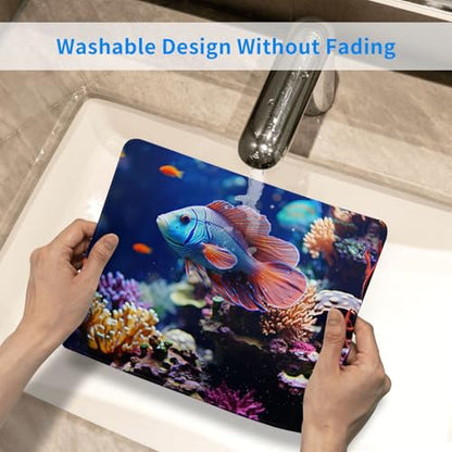 Mouse Pad with Stitched Edge Comfortable Mouse Mat with Non-Slip Rubber Base Gaming Mousepads Coral Reef Fish Aquarium Washable Mouse Pads for Computers Office Laptop 7 x 8.6 in