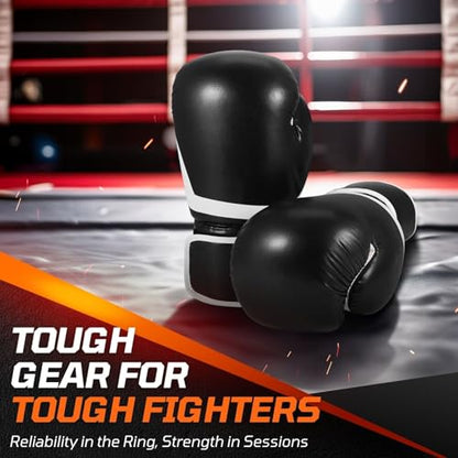 Flexzion Boxing Sparring Training Gloves Pro Muay Thai Kickboxing Heavy Bag Punching Mitts Wrist Wrap Full Contact Combat Sport Protective Hand Gear Martial Art Supply for Women & Teens, 10Oz - color: Black