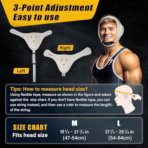 Trymaker Wrestling Headgear, Youth Wrestling Head Gear with Chin Cup | Two Size, Sorf Ear Guard, Sandwich Layer Design, Lightweight, MMA, Jiu-Jitsu, BJJ - size: M (18 1/2" - 21 1/4"), style: White