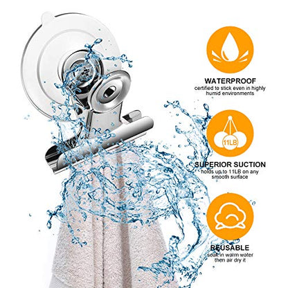 12 Packs Suction Cup Clip Plastic Round Suction Cup Clamp Holder Strong Window Glass Suction Cup Clip for Hanging Kitchen Bathroom Office Accessories… - color: Silver