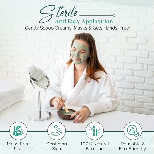 Bamboo Cosmetic Spatulas (50 Pack) – Biodegradable Spatula for Creams, Skincare & Crafts | Essential Esthetician Supplies | Eco-Friendly Makeup Applicator for Lotion & Facial Use | Natural BPA Free