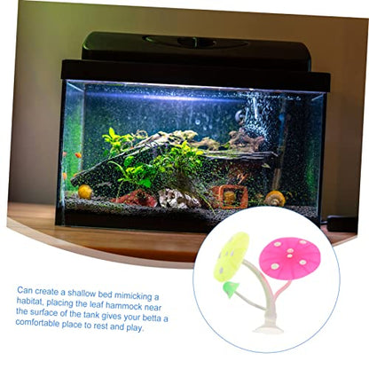 VICASKY Betta Fish Leaf Hammock Silicone Resting Bed for Betta Fish and Spawning Lightweight Floating Leaf Accessory for Aquatic Habitat
