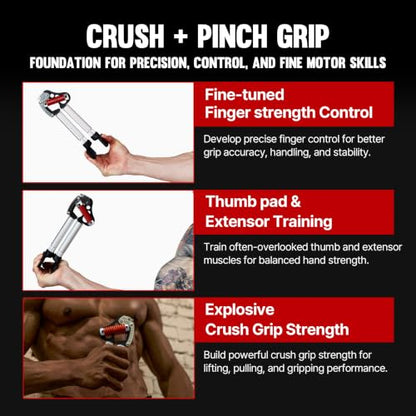GD Grip Strength Trainer Finger Exerciser Strengthener IRON GRIP Pinch Set - color: EXT.P 80 (55~176lbs) Red, Silver