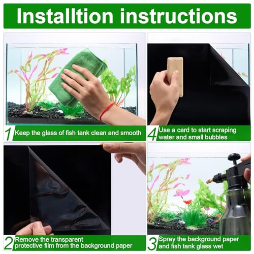 COCODE Black Aquarium Background Static Cling, 78.7"x19.7" Self Adhensive Fish Tank Background, Vinyl Aquarium Backdrop Sticker, Fish Tank Poster Aquarium Wallpaper Decorations - size: 78.7"x19.7"
