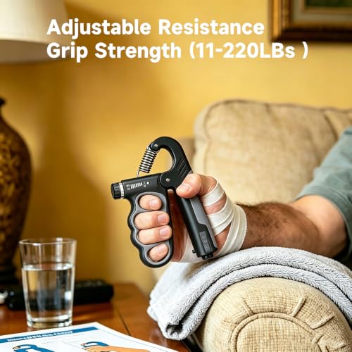 2PCS Adjustable Grip Strength Trainer with Automatic Counter - color: Grey