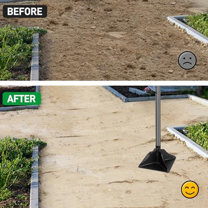 Walensee 10" x 10" Steel Tamper Tool with 48" Handle, Heavy Duty Ground Tamper with Rubber Grip for Leveling Paver Base, Soil, Gravel, Sand, Asphalt, Driveways, Yards and Blacktop Repair