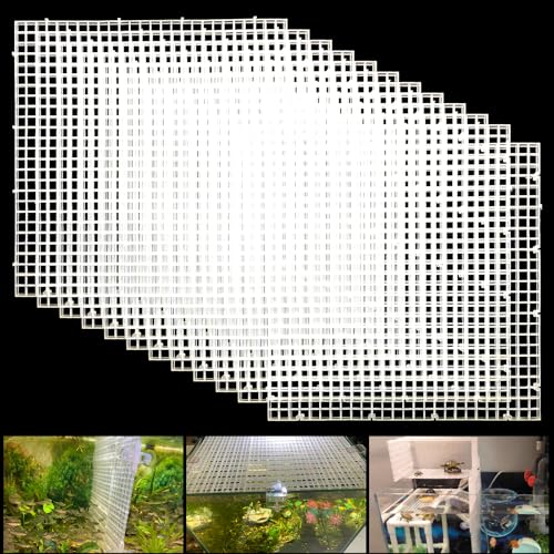 Adjustable Aquarium Fish Tank Divider Filter Bottom Plastic Grid Fish Tank Isolation Board Egg Crate Tray(White, 12pcs 11.8X11.8Inch with 0.35Inch Hole) - color: White, size: 12pcs 11.8X11.8Inch with 0.35Inch hole