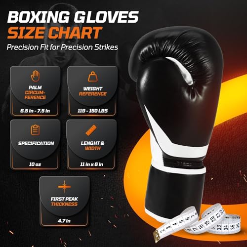 Flexzion Boxing Sparring Training Gloves Pro Muay Thai Kickboxing Heavy Bag Punching Mitts Wrist Wrap Full Contact Combat Sport Protective Hand Gear Martial Art Supply for Women & Teens, 10Oz - color: Black