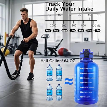 GEMFUL 2L Water Bottle with Handle 64oz Large Jug Leak-Proof (Royal Blue) - color: Royal Blue, size: 67.6 Ounces