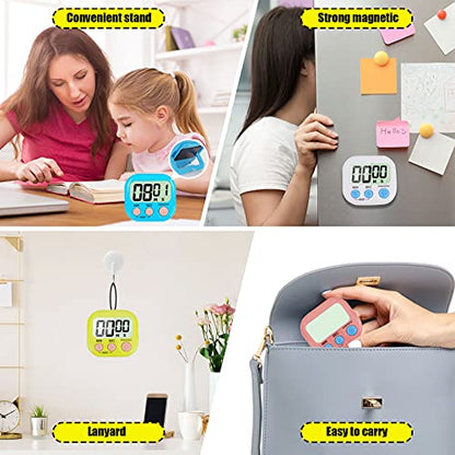 4-Piece Multi-Function Electronic Timer, Learning Management, Suitable for Kitchen, Study, Work, Exercise Training, Outdoor Activities(not Including Battery).