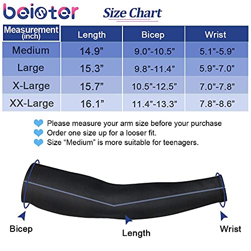 beister UV Protection Arm Sleeves for Men & Women, UPF 61+ Cooling Cover - color: White, size: Large