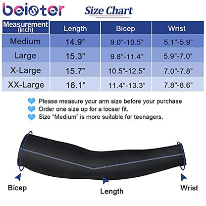 beister UV Protection Arm Sleeves for Men & Women, UPF 61+ Cooling Cover - color: White, size: Large
