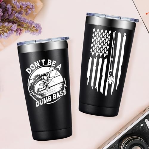 Grifarny Fishing Gifts for Men - Fathers Day Gift for Fisherman - Fishing Gifts for Husband, Dad, Boys, Grandpa - Fish Tumbler Cup 20 Oz - color: Fishing Gifts Black