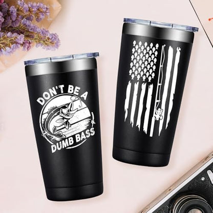 Grifarny Fishing Gifts for Men - Fathers Day Gift for Fisherman - Fishing Gifts for Husband, Dad, Boys, Grandpa - Fish Tumbler Cup 20 Oz - color: Fishing Gifts Black