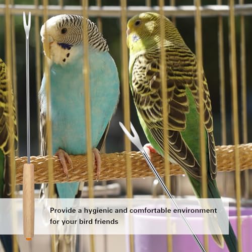 7-Piece Set Bird Cage Cleaner,Small Animal cage Cleaning Tool Wooden and Stainless Steel Cleaning Brush Long Handle Cleaning Brush Spatula Bird Cleaning Bird Drops Multipurpose Cleaning(B) - color: 7b