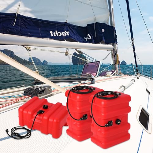 15 Gallon Portable Marine Can, Large Capacity Boat Tank, 2-Way Vented Cap, Built-in Gauge & Pick-Up, Handles, for Outboard Engine Boats,Yacht, Fishing,Deck Boats