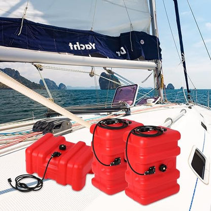 15 Gallon Portable Marine Can, Large Capacity Boat Tank, 2-Way Vented Cap, Built-in Gauge & Pick-Up, Handles, for Outboard Engine Boats,Yacht, Fishing,Deck Boats