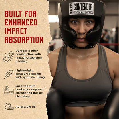 Contender Fight Sports Competition Boxing Muay Thai MMA Sparring Head Protection Headgear with Cheeks - color: Black, size: Medium (New)
